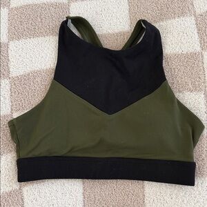 Born Primitive Olive Green and Black High-Neck Sports Bra